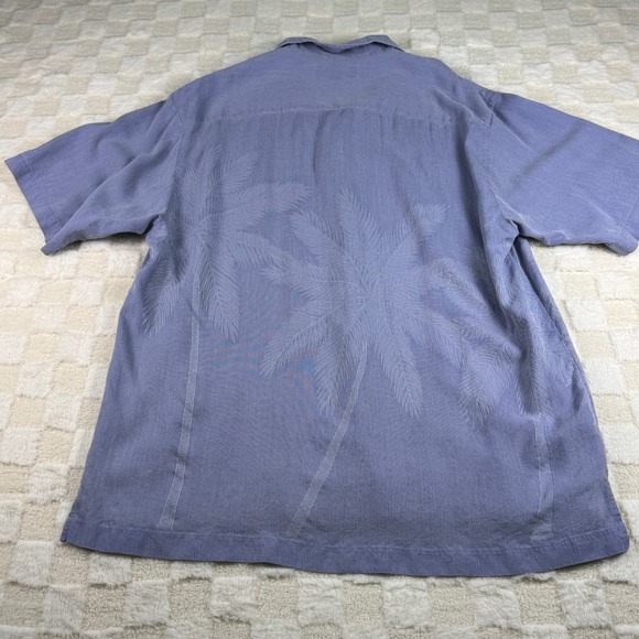 Tommy Bahama Silk Button Down Shirt Men's L Blue Palm Tree Tropical - Picture 13 of 14